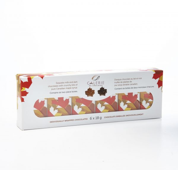 Milk and Dark Chocolate Canadiana Maple Leaves 6x18g