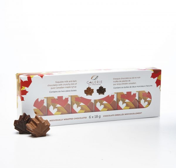 Milk and Dark Chocolate Canadiana Maple Leaves 6x18g