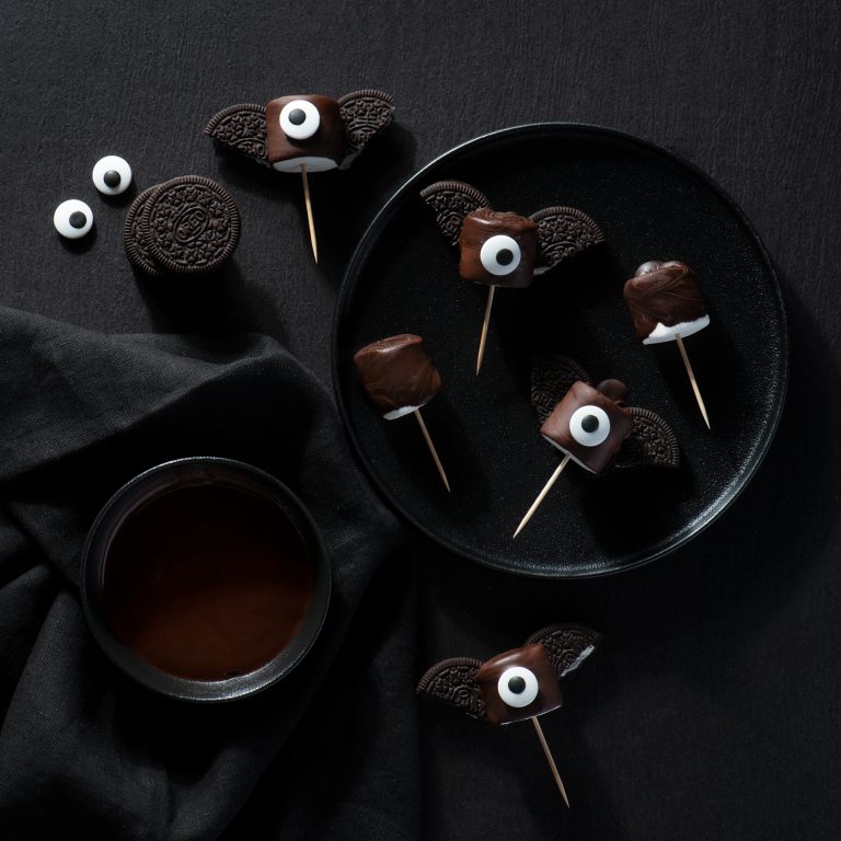 Chocolate covered Marshmallows Bats