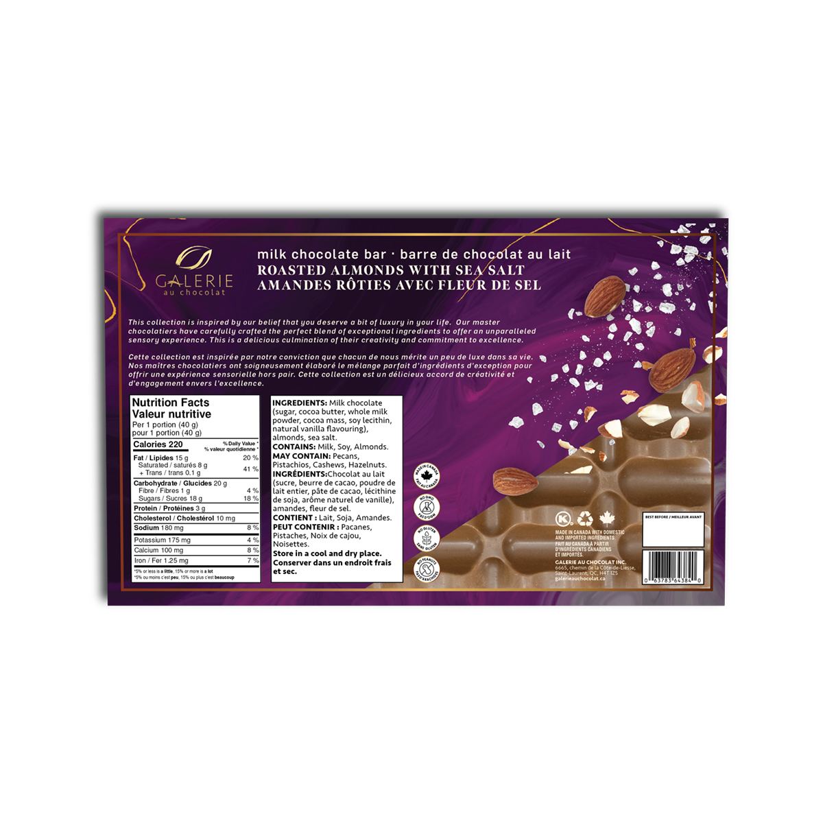 Milk Chocolate Roasted Almonds & Sea Salt - 275 g