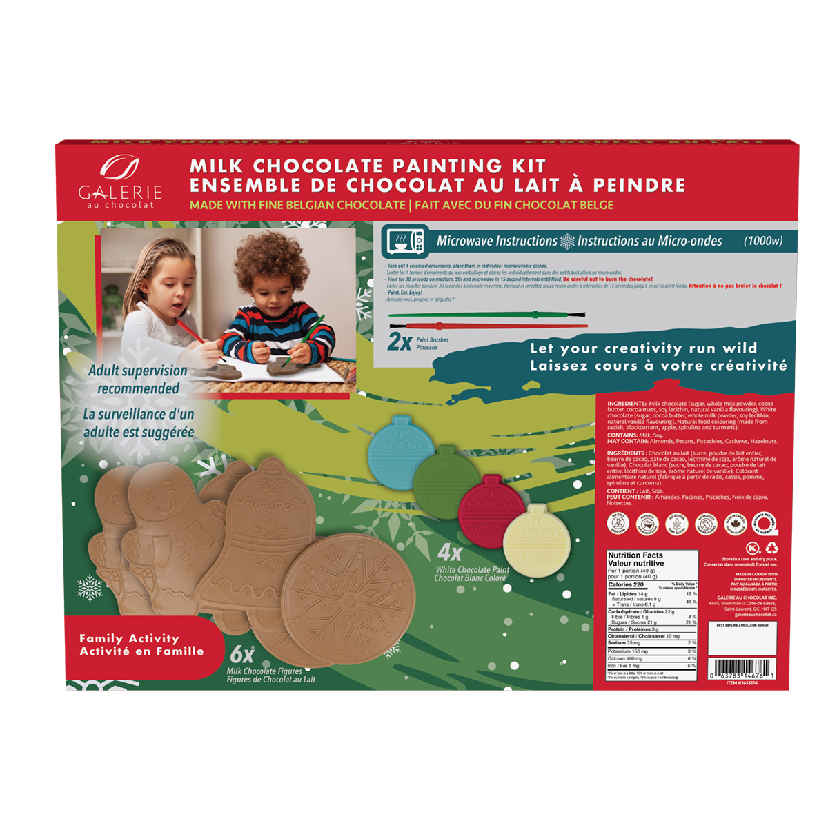 Ensemble de chocolat au lait à peindre - Fête - 660g